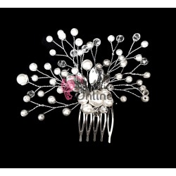 Accesoriu elegant pentru decor par AP000 Argintiu cu cristale 